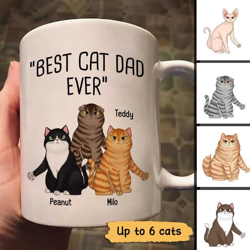 handmade tea mugs for gifts-Best Cat Dad Ever Sassy Cats Personalized Mug