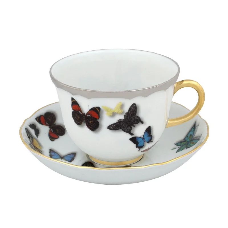 personalized birthday mugs-Butterfly Parade Tea Cup & Saucer