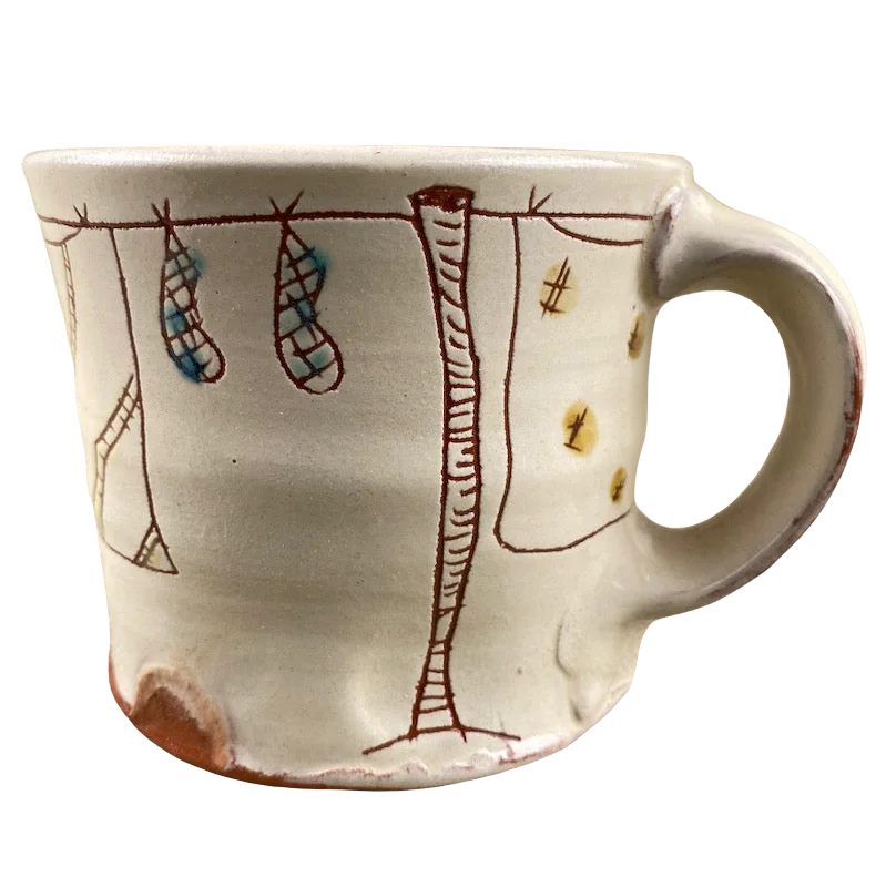 insulated mugs with handles-Clothes Line Mug Ron Philbeck Pottery