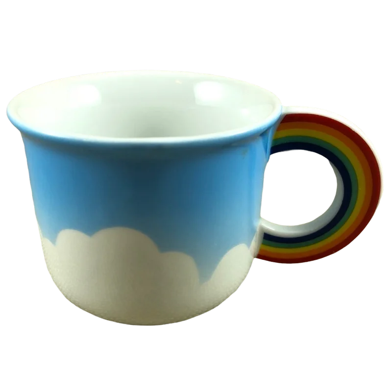 mugs with funny sayings for friends-Clouds With Rainbow Handle Mug Vandor