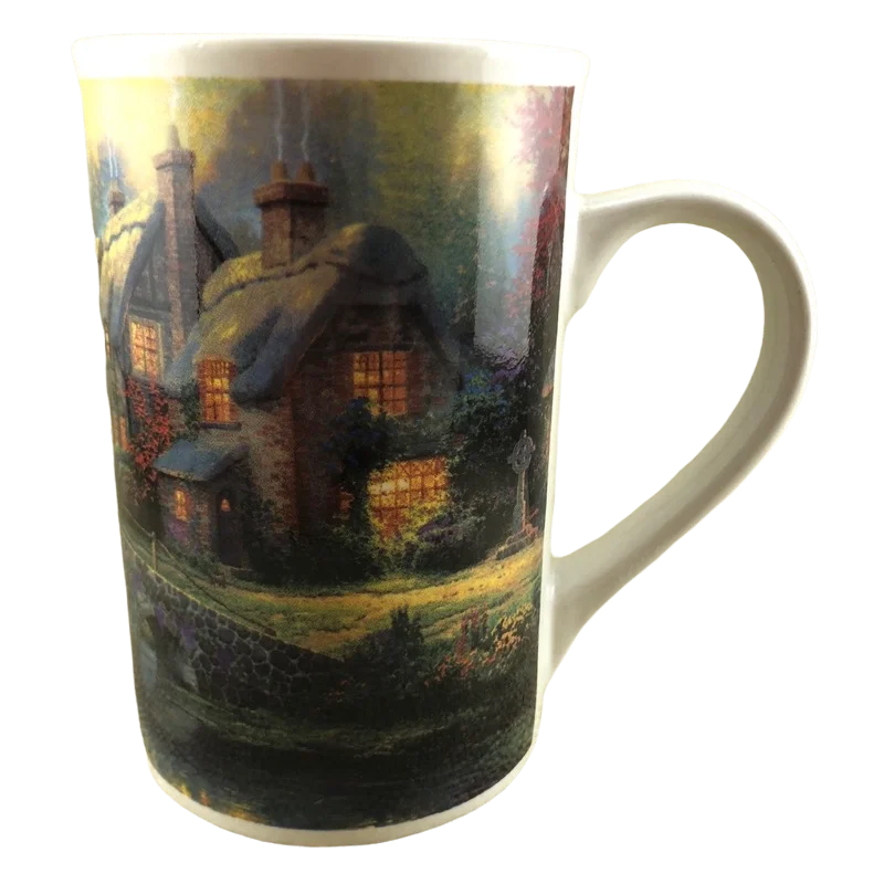 cute mugs for coworkers-Cobblestone Bridge Thomas Kinkade Large Mug Designpac