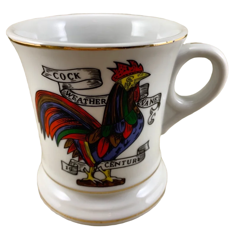 insulated cups for morning coffee-Cock Weather Vane 19th Century Shaving Mug