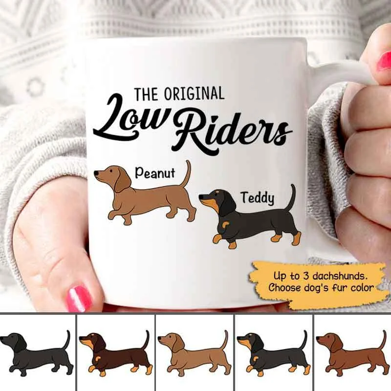 creative mugs with prints-Dachshund The Original Low Rider Personalized Dog AOP Coffee Mug