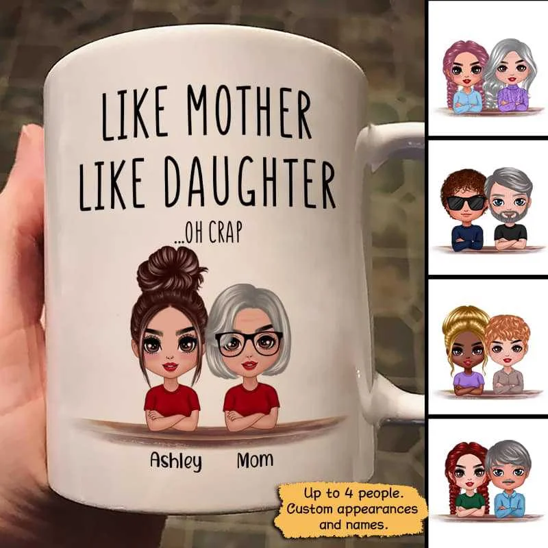 personalized mugs for holidays-Doll Family Like Father Mother Like Son Daughter Gift Personalized Mug