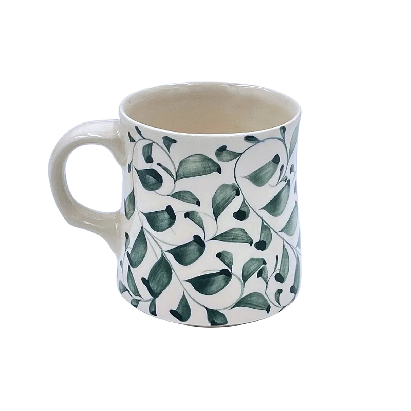 affordable travel mugs for coffee-Green Scroll Mug