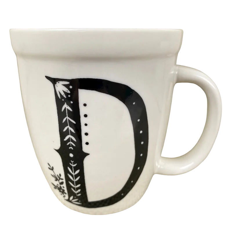 stainless steel mugs with design-I Am Grateful For Letter "D" Monogram Initial Floral Mug Natural Life