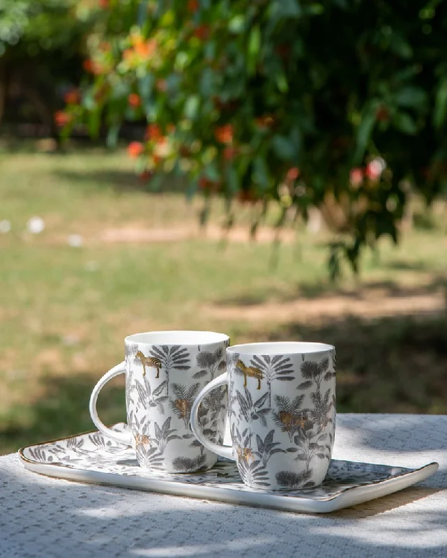 personalized coffee mugs for family-Madagascar Bone China Mugs & Platter Set