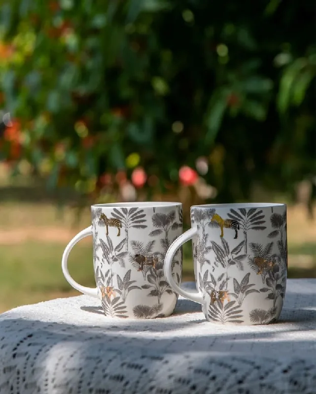 lightweight coffee mugs for travel-Madagascar Bone China Mugs | Set of 2