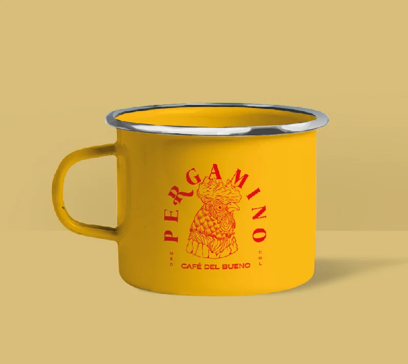 personalized ceramic coffee mugs-Mug en Peltre PERGAMINO - Gallo