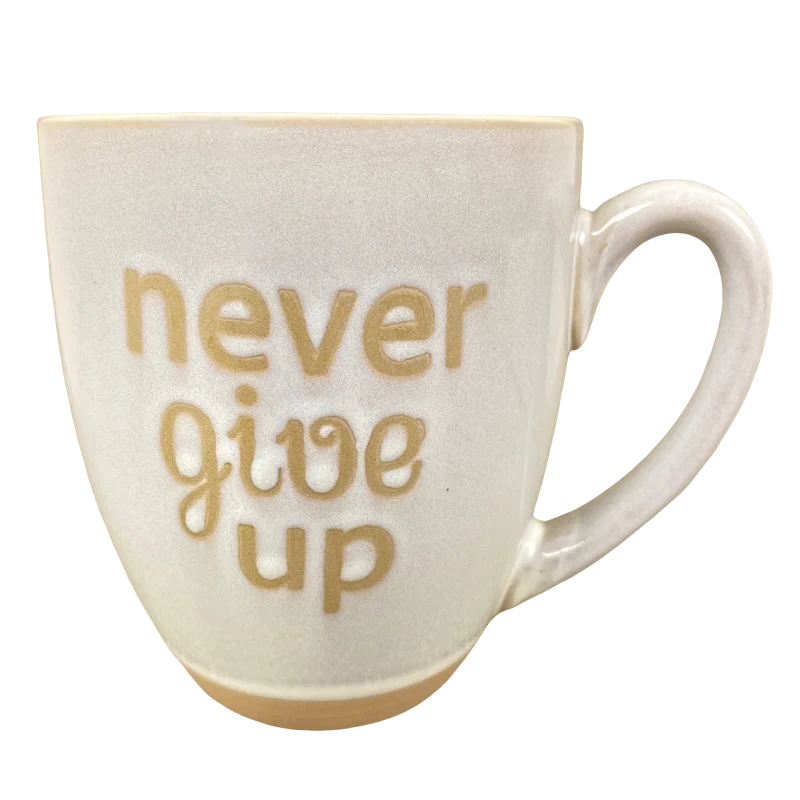 hand-painted mugs for tea lovers-Never Give Up Etched Mug Spectrum Designz