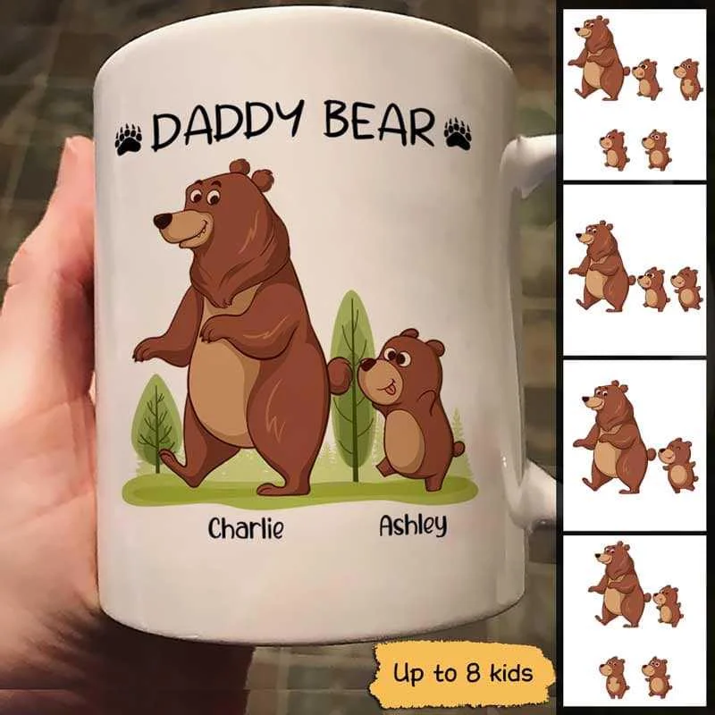 elegant porcelain mugs-Papa Daddy Bear Gift Personalized Mug