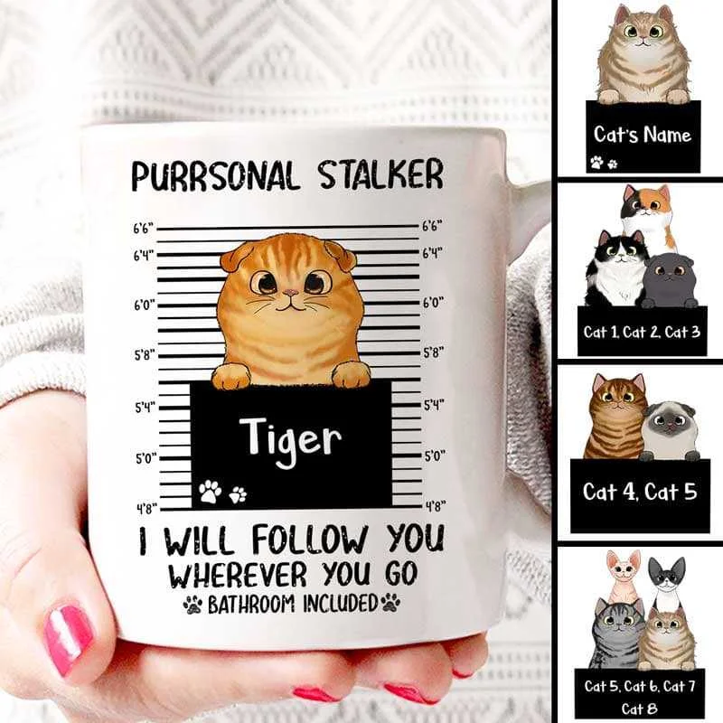 mugs for cozy mornings at home-Purrsonal Stalker Peeking Cat Personalized Mug