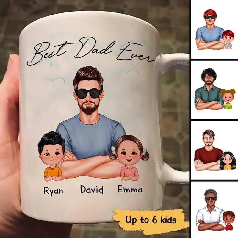 mugs for hot drinks on the go-Real Man And Kids Best Dad Ever Father‘s Day Gift Personalized Mug