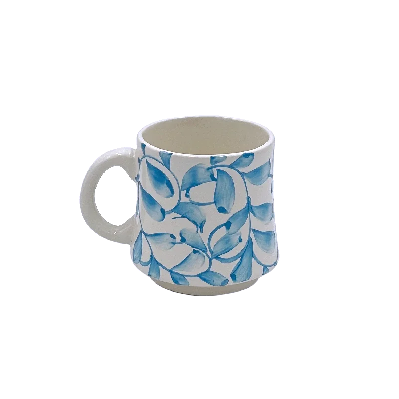 double wall tea mugs-Small Light Blue Scroll Mug