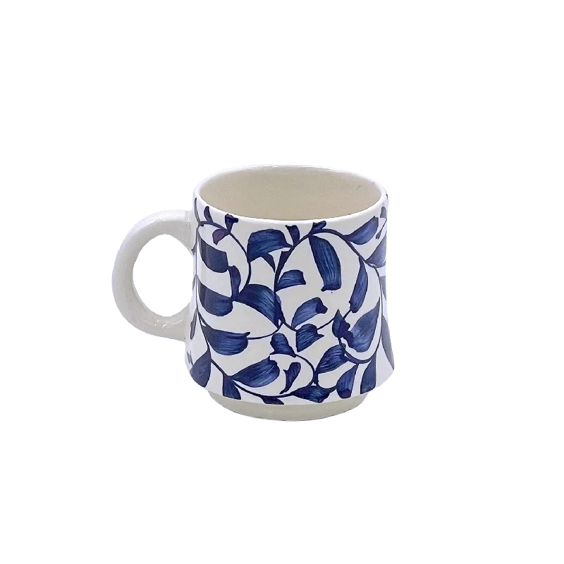 custom coffee mugs for companies-Small Navy Blue Scroll Mug