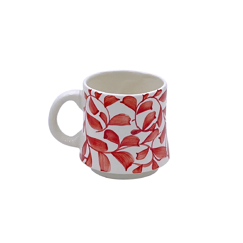 personalized coffee mugs for family-Small Red Scroll Mug