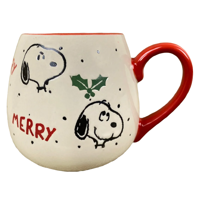 best mugs for office desk-Snoopy Merry Holly Etched Mug Gibson