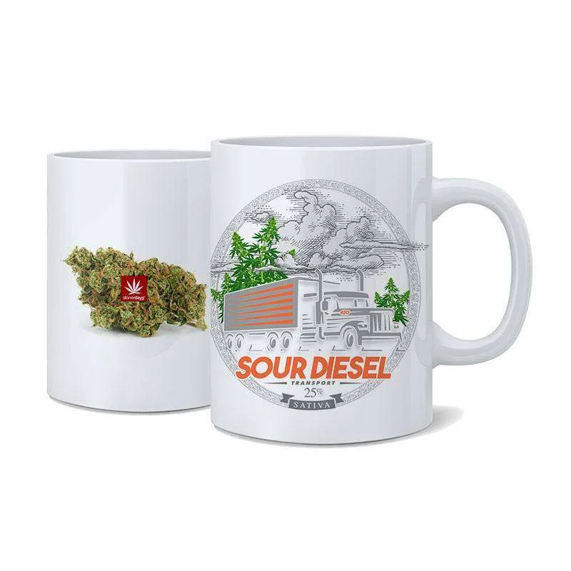 personalized ceramic coffee mugs-SOUR DIESEL NUG MUG