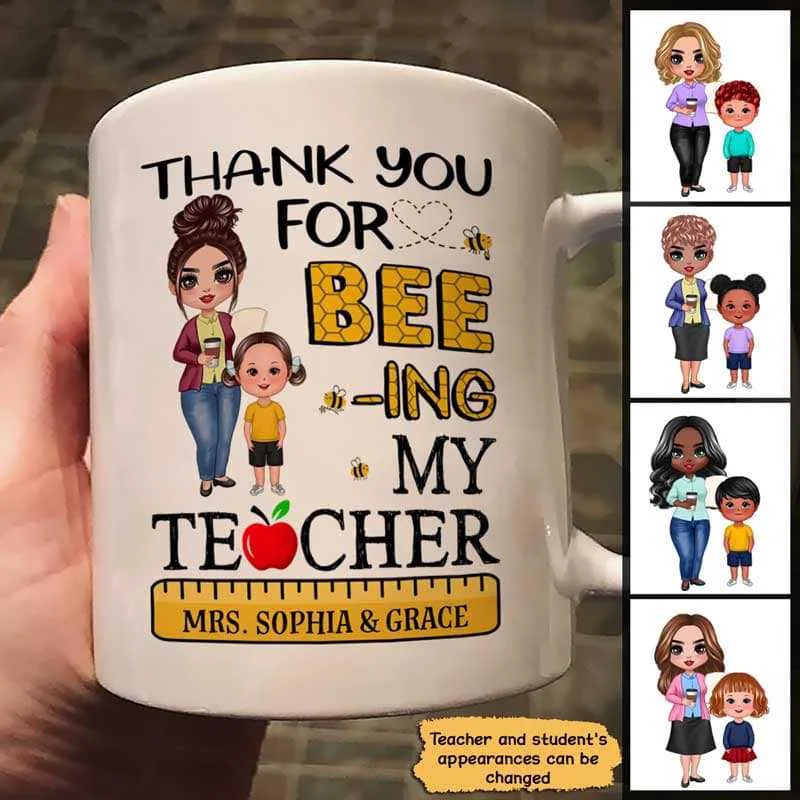 novelty coffee mugs for office-Thank You For Beeing My Teacher Personalized Mug