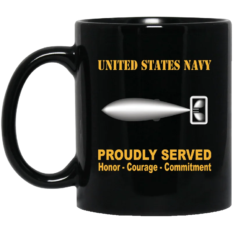 personalized coffee mugs for family-U.S Navy Torpedoman's mate Navy TM Proudly Served Black Mug 11 oz - 15 oz