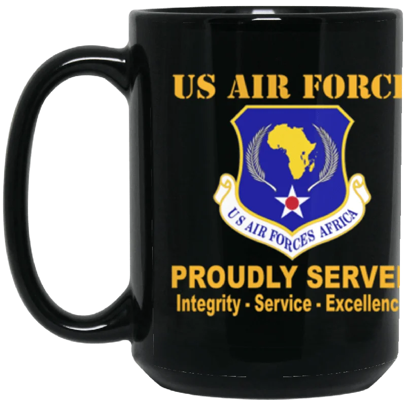 stackable coffee mugs-US Air Force Air Combat Command Proudly Served Core Values 15 oz. Black Mug