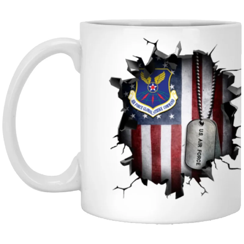 thermal mugs for office use-US Air Force Air Force Global Strike Command 3D Break Effect Coffee Mug 11oz - 15oz White Mug