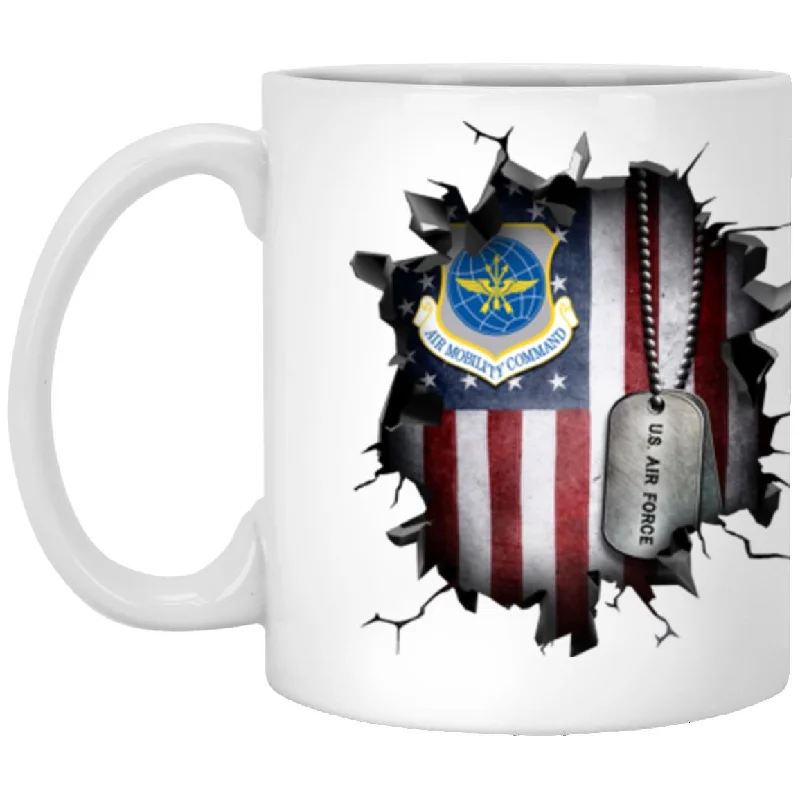 funny coffee mugs for coworkers-US Air Force Air Mobility Command 3D Break Effect Coffee Mug 11oz - 15oz White Mug