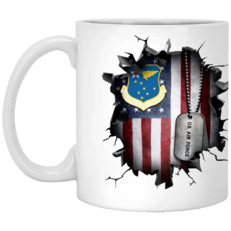 porcelain mugs for coffee-US Air Force Alaskan Air Command 3D Break Effect Coffee Mug 11oz - 15oz White Mug