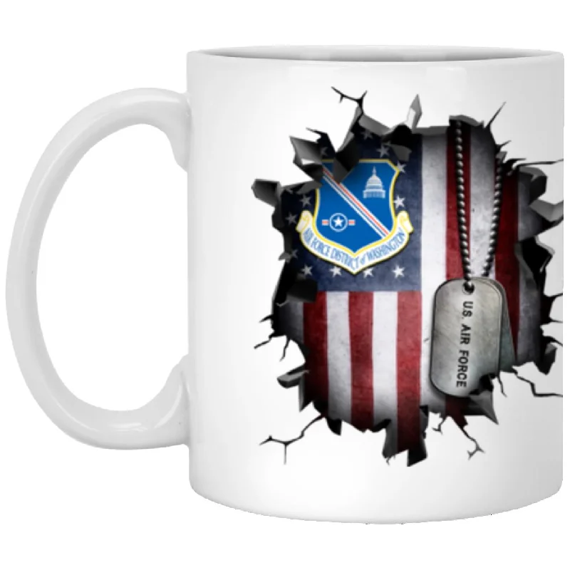 beautiful ceramic mugs-US Air Force District of Washington 3D Break Effect Coffee Mug 11oz - 15oz White Mug