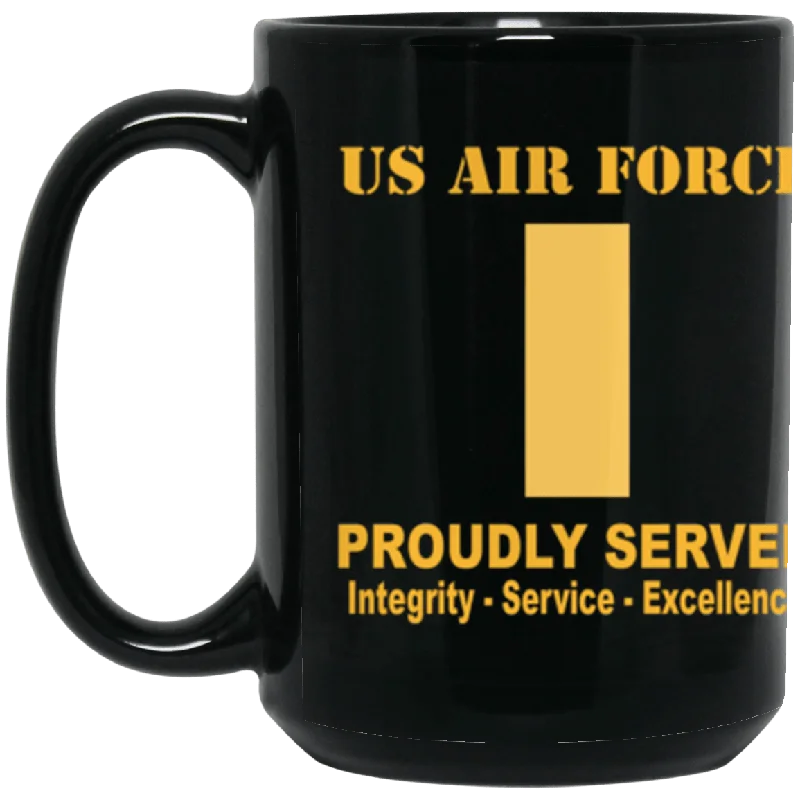 sleek travel mugs for commuters-US Air Force O-1 Second Lieutenant 2d Lt O1 Commissioned Officer Ranks Proudly Served Core Values 15 oz. Black Mug