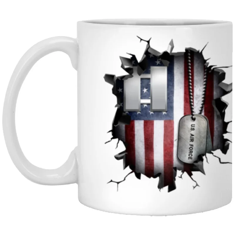 extra large tea mugs-US Air Force O-3 Captain Capt O3 Commissioned Officer Ranks 3D Break Effect Coffee Mug 11oz - 15oz White Mug