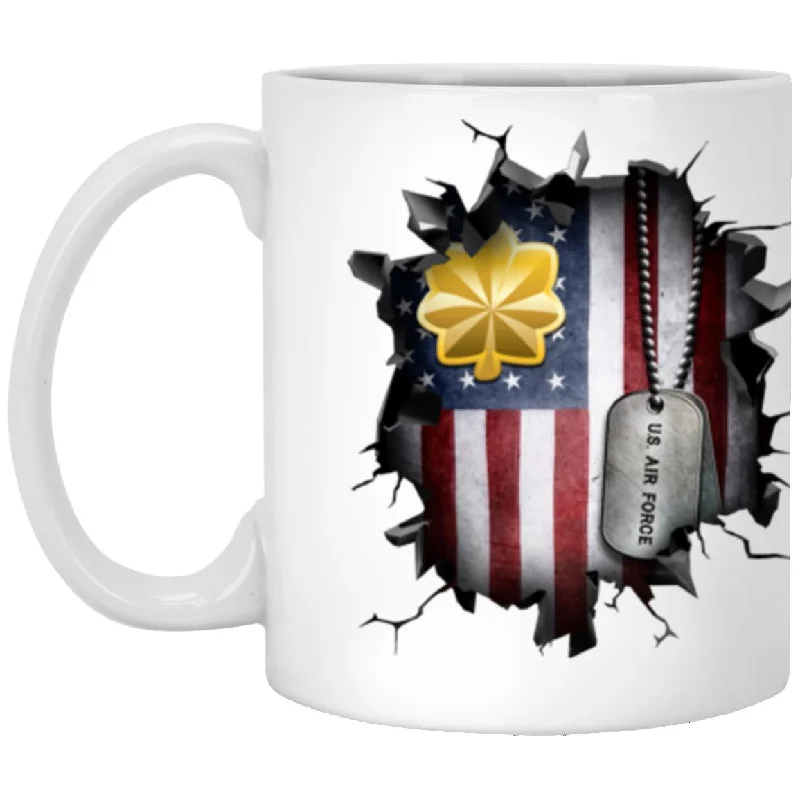 trendy mugs for coffee lovers-US Air Force O-4 Major Maj O4 Field Officer Ranks 3D Break Effect Coffee Mug 11oz - 15oz White Mug