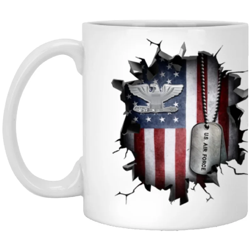 personalized mugs for dad-US Air Force O-6 Colonel Col O6 Field Officer Ranks 3D Break Effect Coffee Mug 11oz - 15oz White Mug