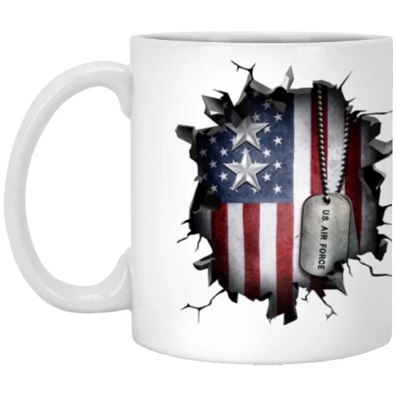 gift coffee mugs for friends-US Air Force O-8 Major General Maj G O8 General Officer Ranks 3D Break Effect Coffee Mug 11oz - 15oz White Mug