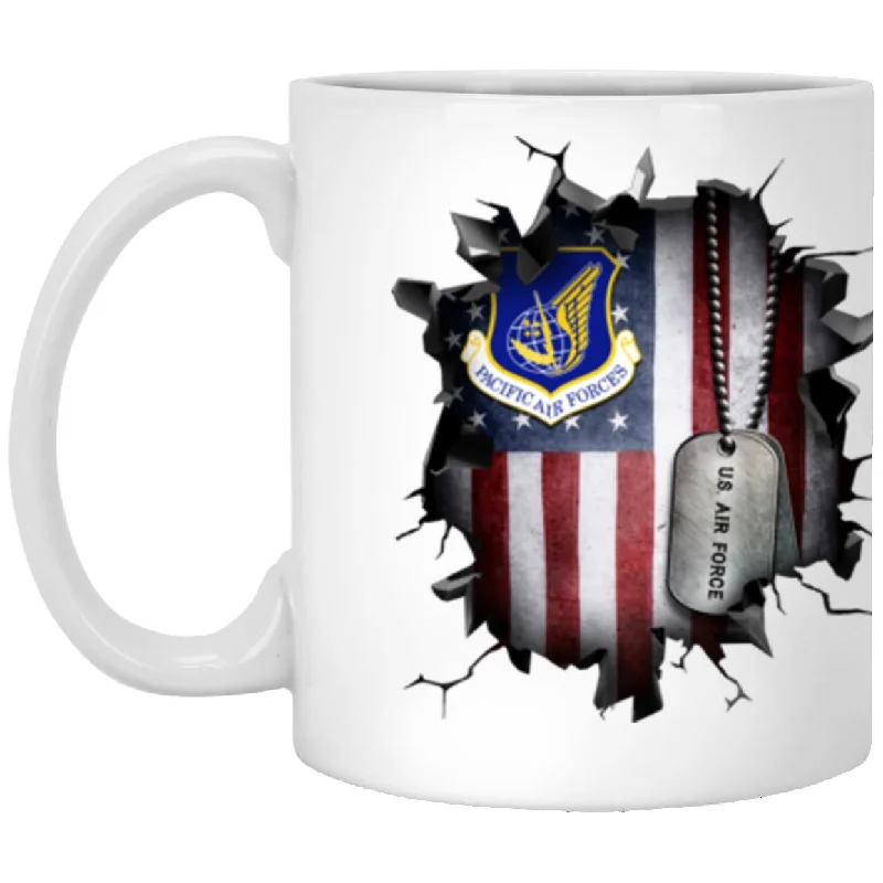 high quality stainless steel mugs-US Air Force Pacific Air Forces 3D Break Effect Coffee Mug 11oz - 15oz White Mug