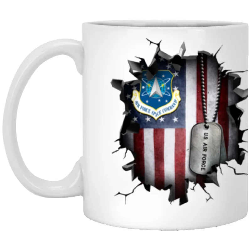 trendy coffee mugs for 2025-US Air Force Space Command 3D Break Effect Coffee Mug 11oz - 15oz White Mug