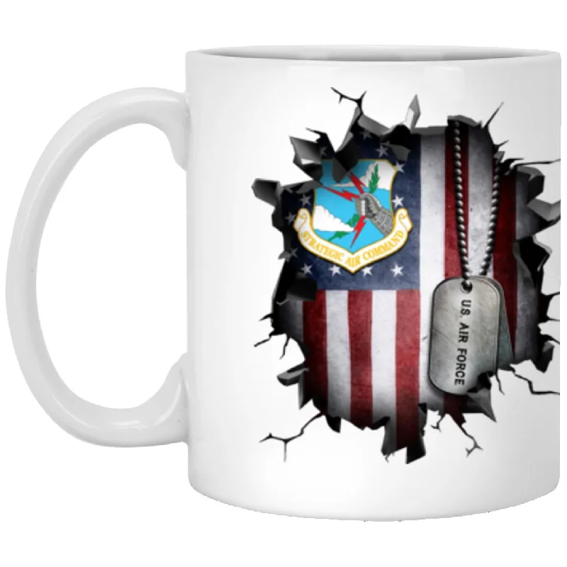 coffee mugs for couples-US Air Force Strategic Air Command 3D Break Effect Coffee Mug 11oz - 15oz White Mug