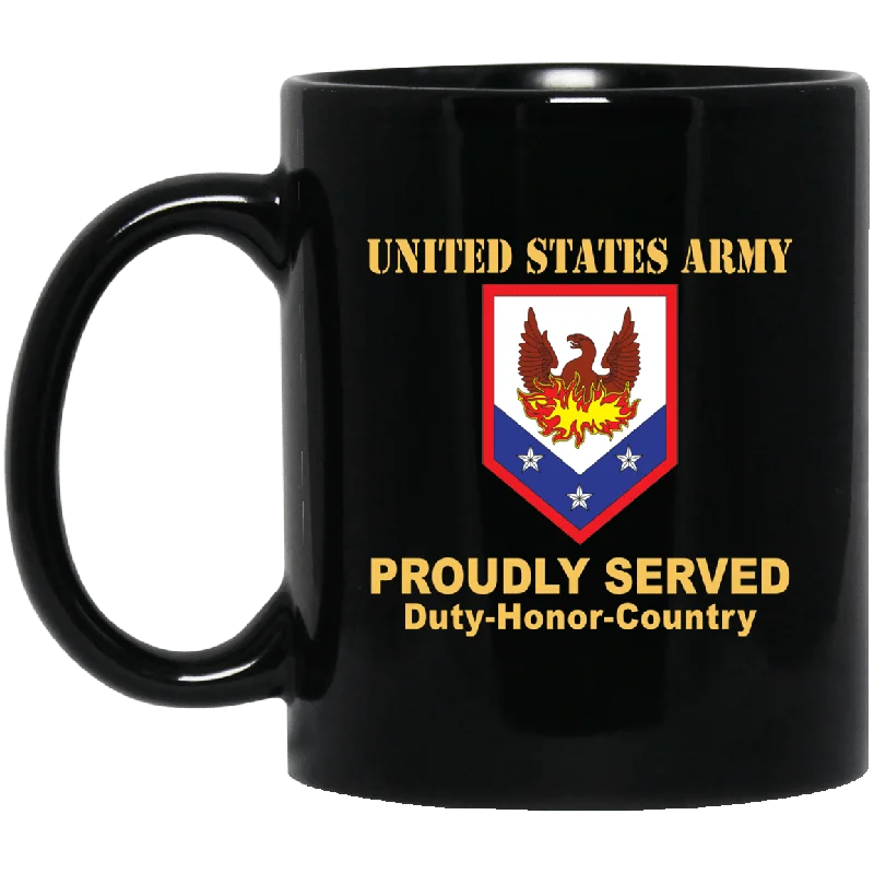 double wall travel mugs-US ARMY 110 MANEUVER ENHANCEMENT BRIGADE- 11 oz - 15 oz Black Mug