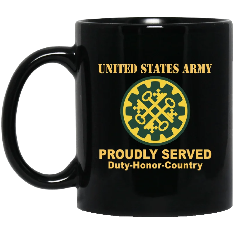 stainless steel mugs for work-US ARMY 177TH MILITARY POLICE BRIGADE- 11 oz - 15 oz Black Mug