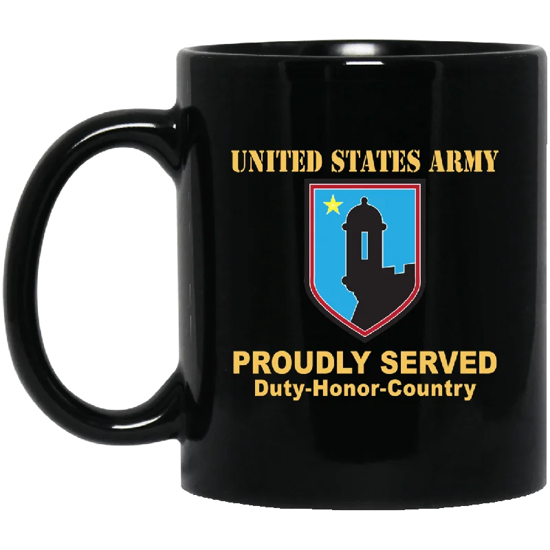 coffee mugs with lid and straw-US ARMY 191 SUPPORT GROUP- 11 oz - 15 oz Black Mug