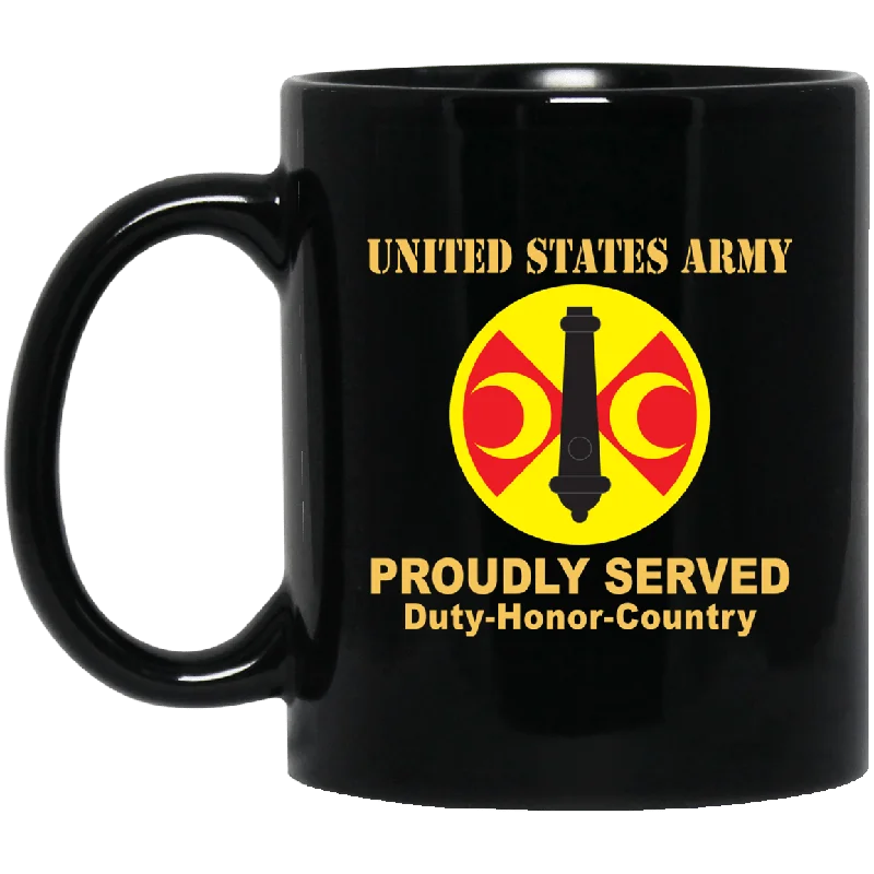 modern coffee mugs with lids-US ARMY 210TH FIRES BRIGADE- 11 oz - 15 oz Black Mug