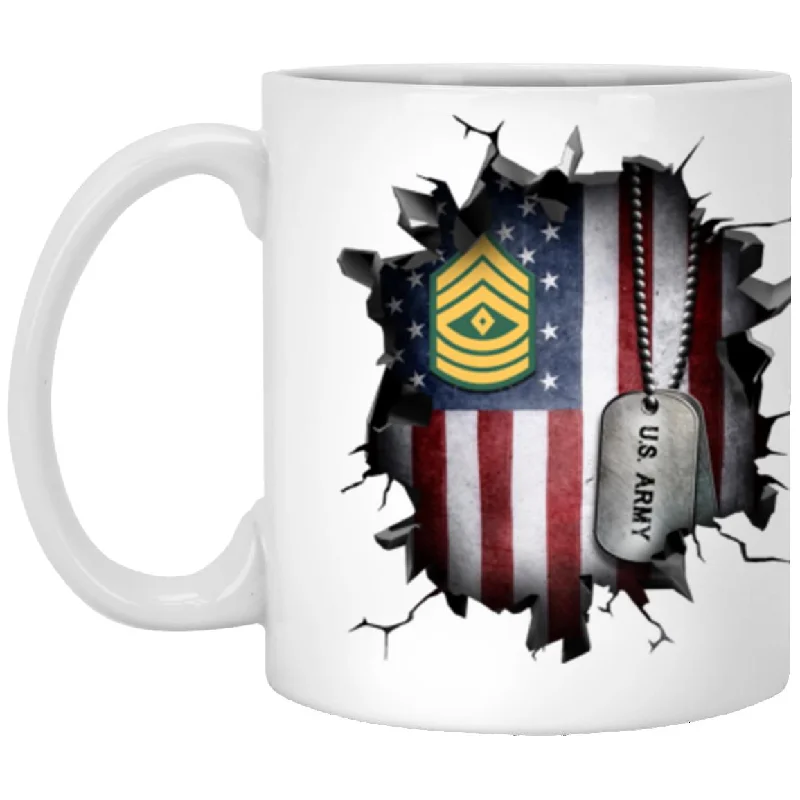 personalized birthday mugs-US Army E-8 First Sergeant E8 1SG Noncommissioned Officer Ranks 3D Break Effect 11oz - 15oz White Mug