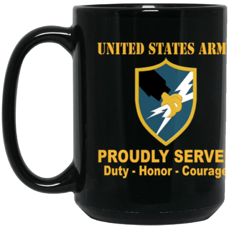 cute coffee mugs for girls-US Army Security Agency Proudly Served Core Values 15 oz. Black Mug