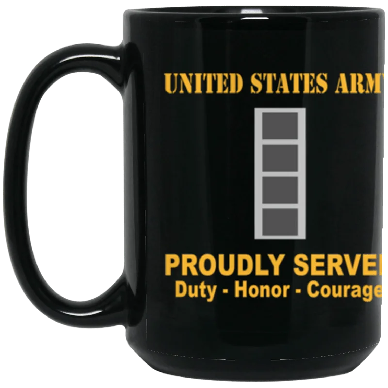 heat changing mugs-US Army W-4 Chief Warrant Officer 4 W4 CW4 Warrant Officer Ranks Proudly Served Core Values 15 oz. Black Mug