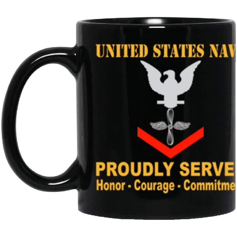 best mugs for coffee shop-US Navy Aviation machinist's mate Navy AD E-4 11 oz. Black Mug