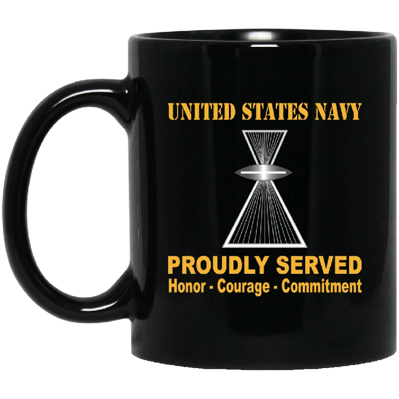 novelty coffee mugs for holidays-U.S Navy Aviation Photographer's Mate PH Proudly Served Black Mug 11 oz - 15 oz