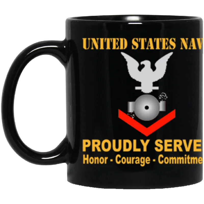 stainless steel mugs with design-US Navy Boiler technician Navy BT E-4 11 oz. Black Mug