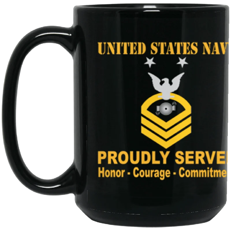 travel coffee mugs for all day use-US Navy BT E-9 15 oz. Black Mug