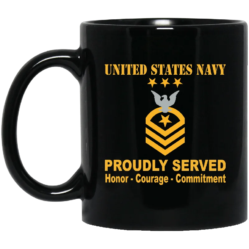 classic white mugs-US Navy E-9 Master Chief Petty Officer Of The Navy E9 MCPON Collar Device Black Mug 11 oz - 15 oz