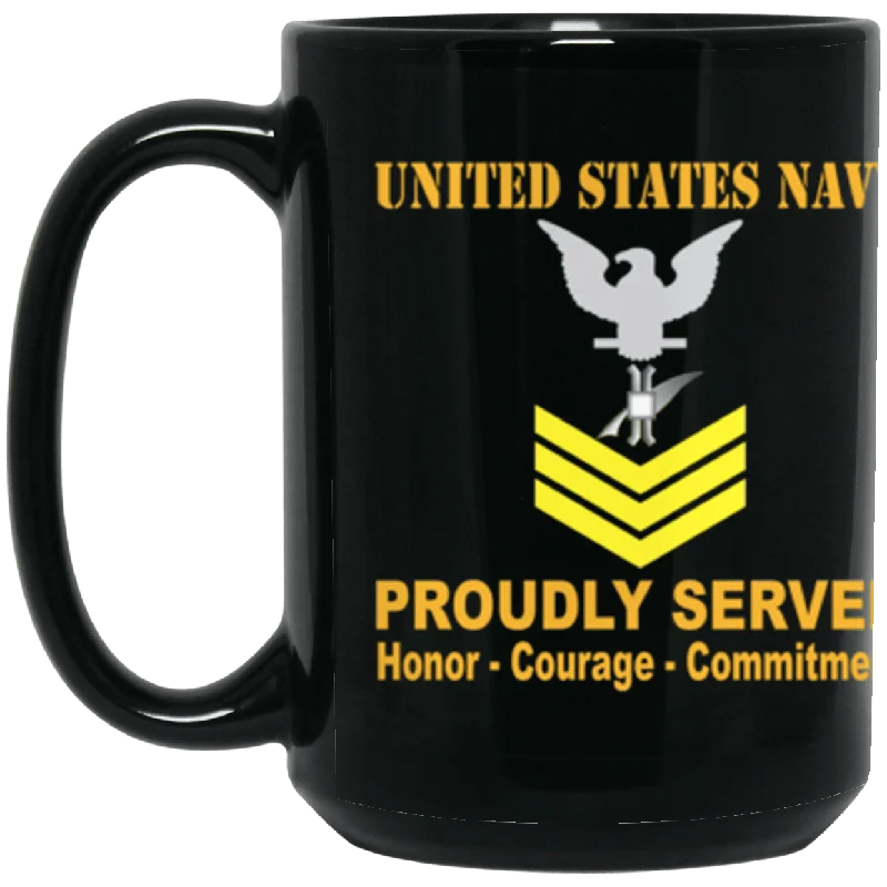 heat changing mugs-US Navy Legalman Navy LN E-6 Gold Stripe 15 oz. Black Mug